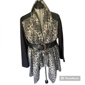 Lane Bryant plus size black white winter fall jacket cozy coat SZ 26/28